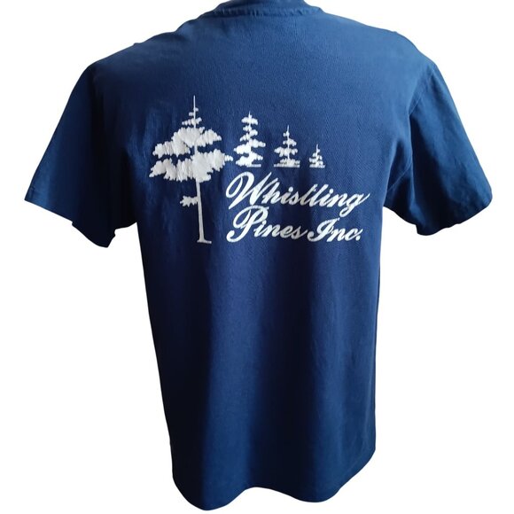 Men's Large Vtg T-Shirt Single Stitch Whistling Pines Inc. Pocket Hanes Beefy-T - Picture 1 of 8